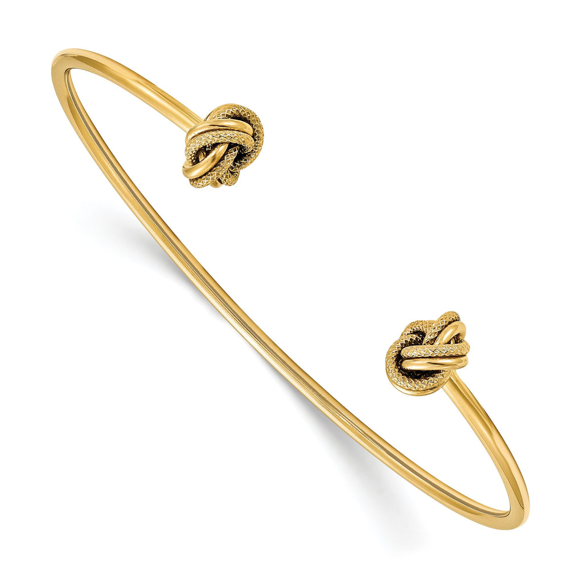 Love Knot Flexible Cuff Bangle in 14K Yellow Gold, 10mm - Sophia Jewelers Main image
