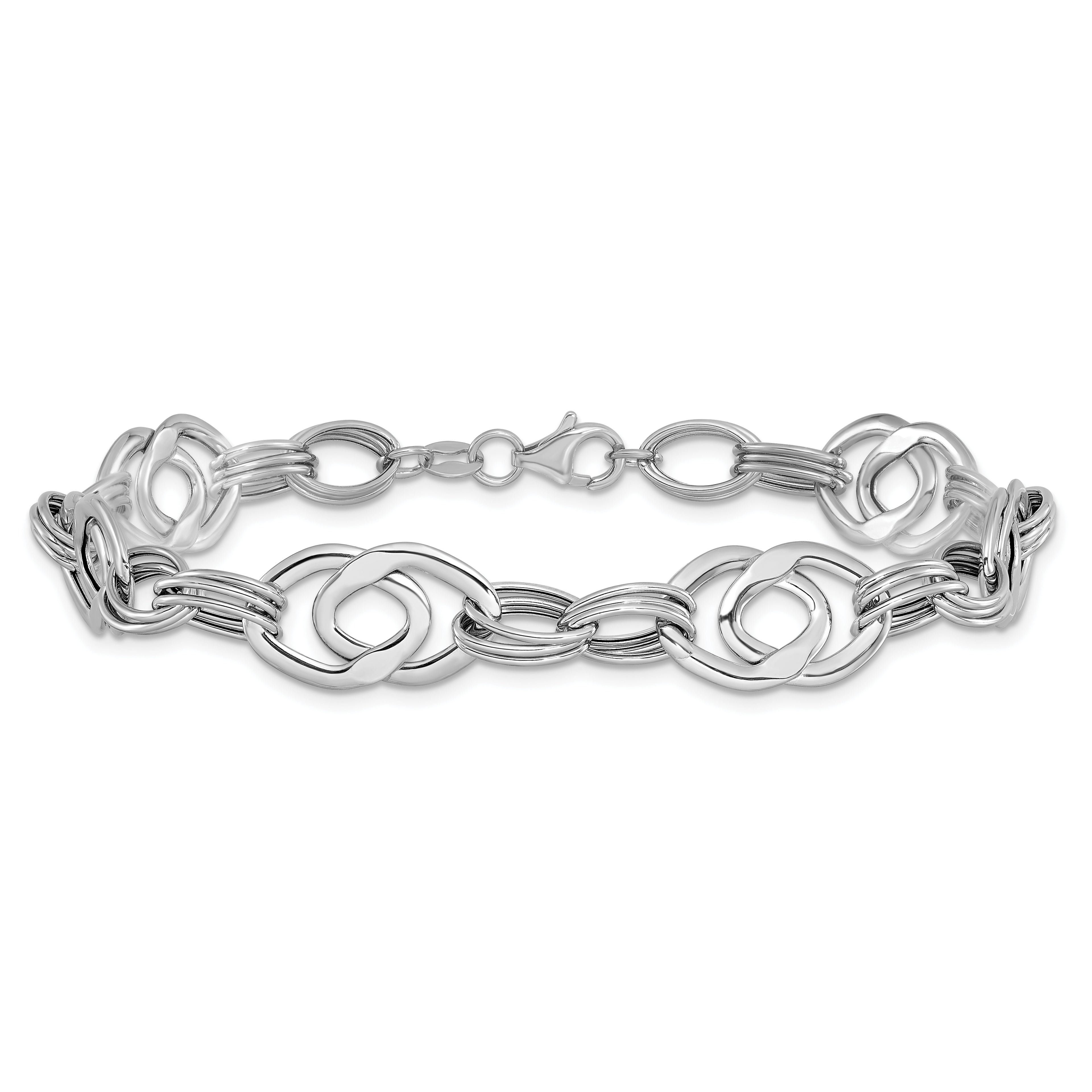 14K White Gold Polished Fancy Link Bracelet