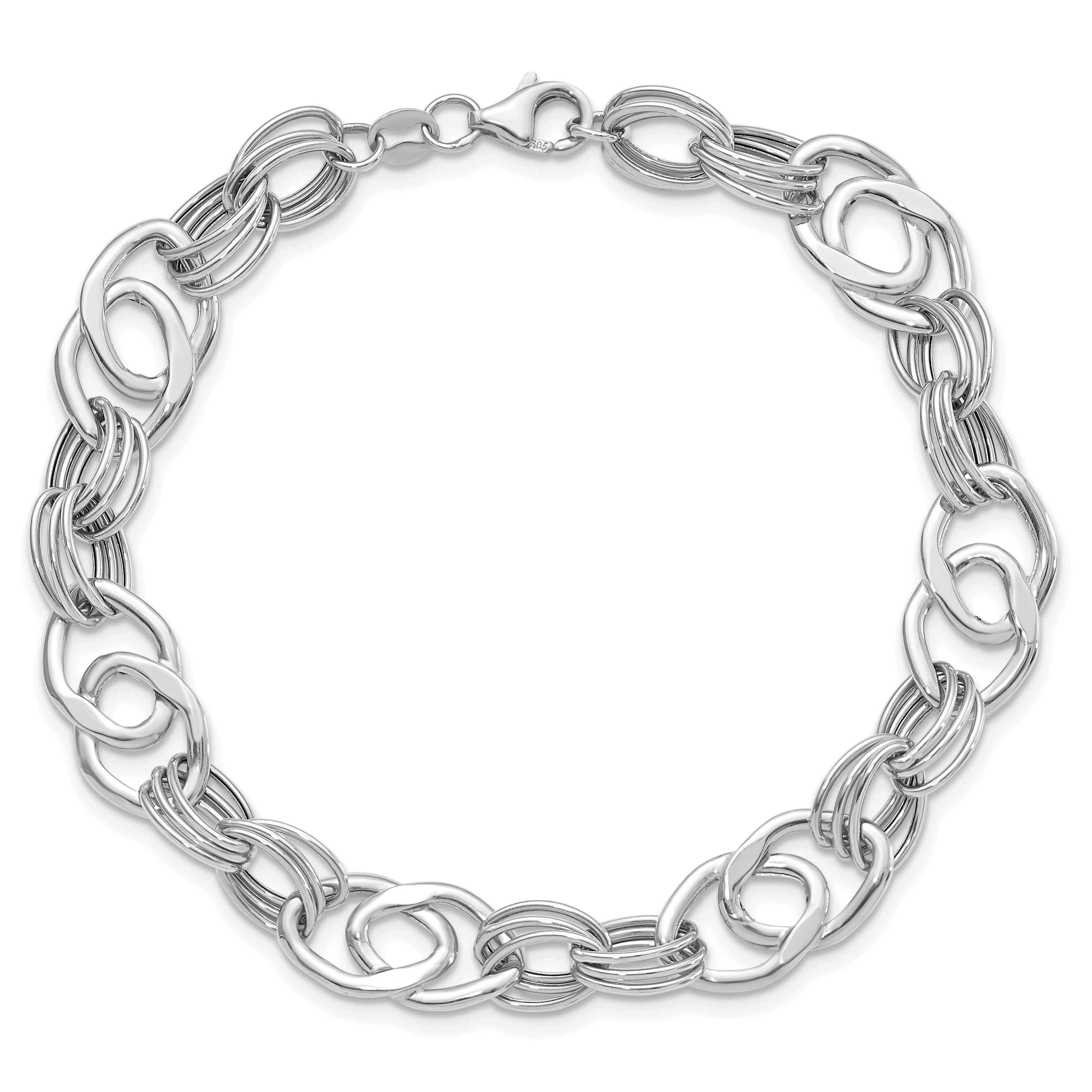 14K White Gold Polished Fancy Link Bracelet