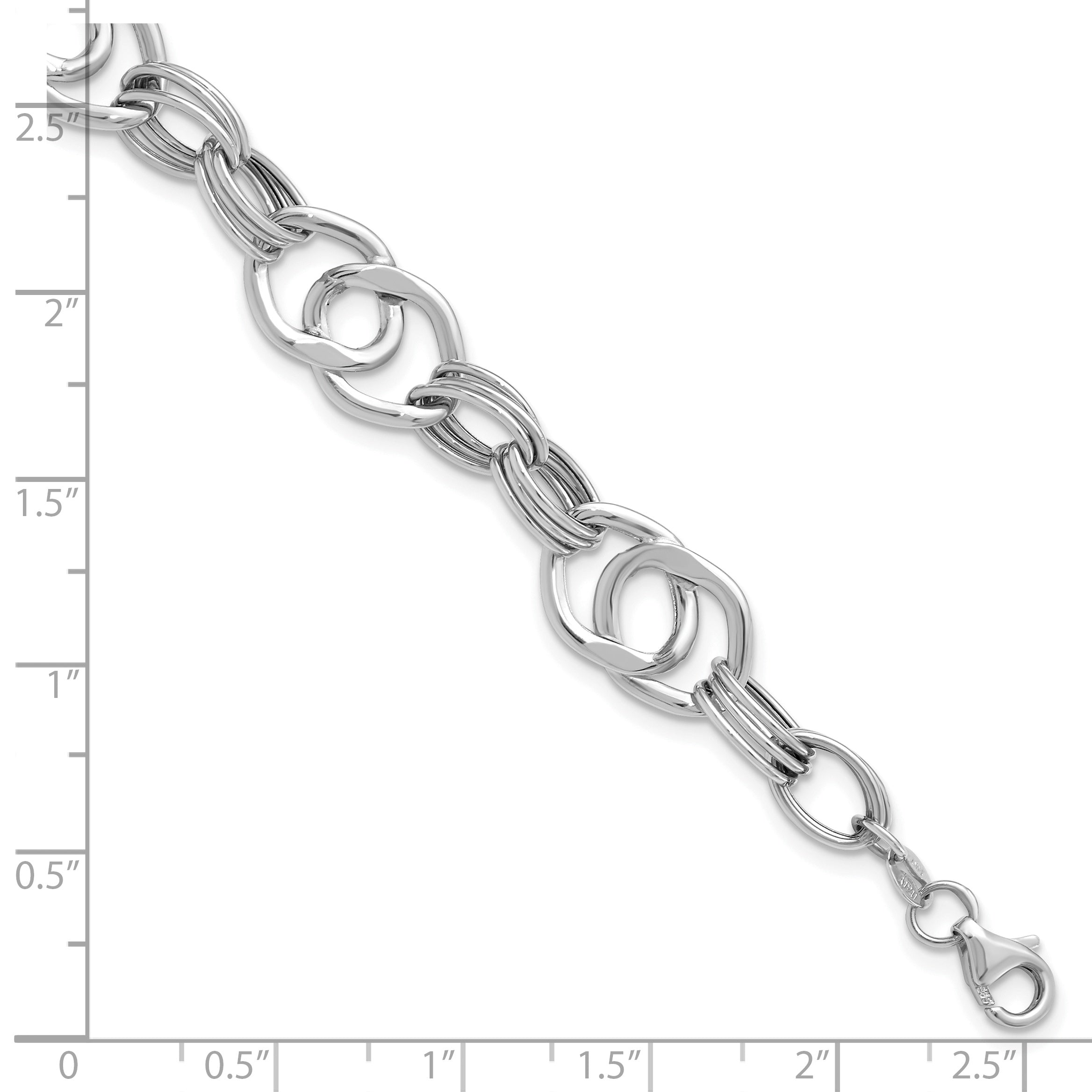 14K White Gold Polished Fancy Link Bracelet