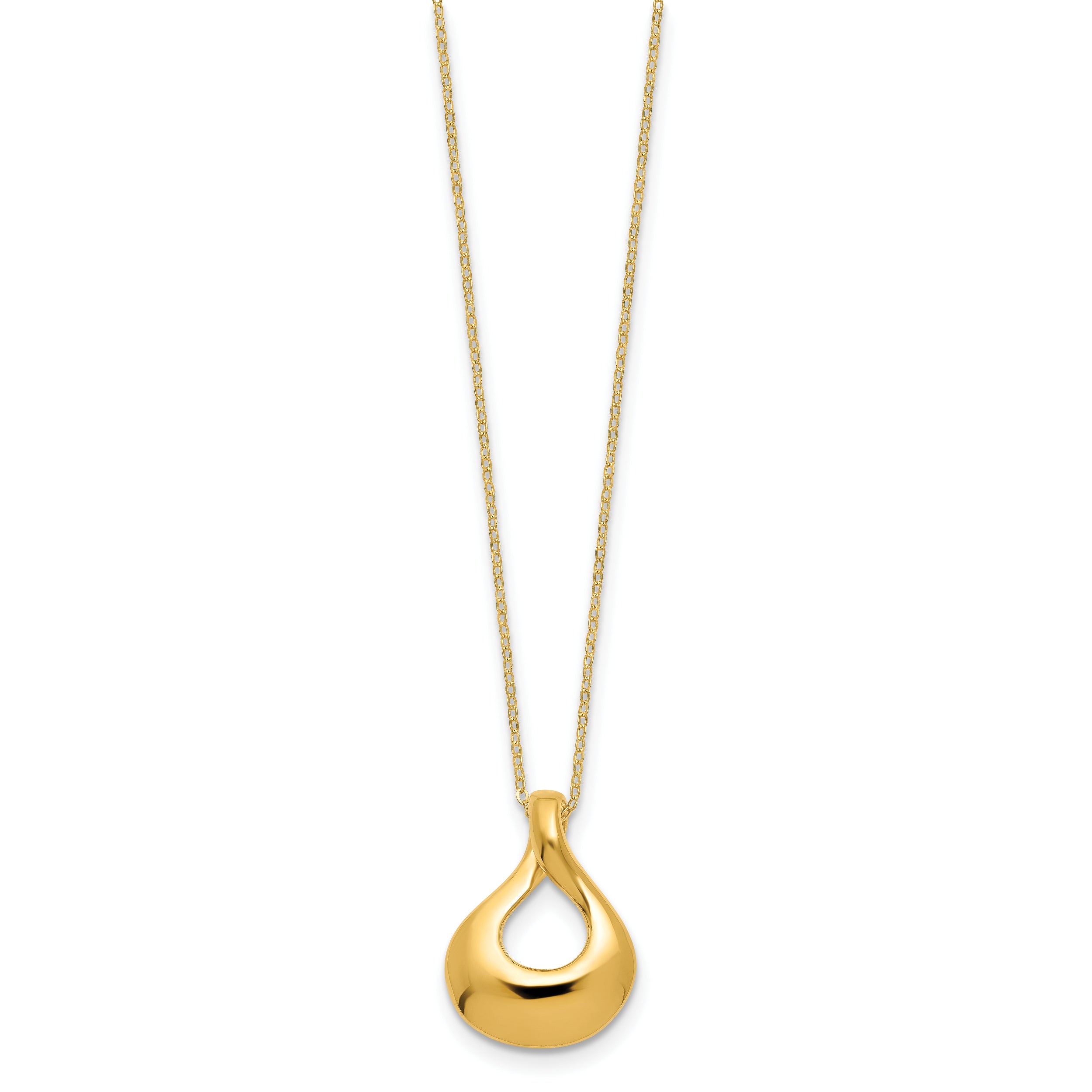 14K Polished Tear Drop Necklace