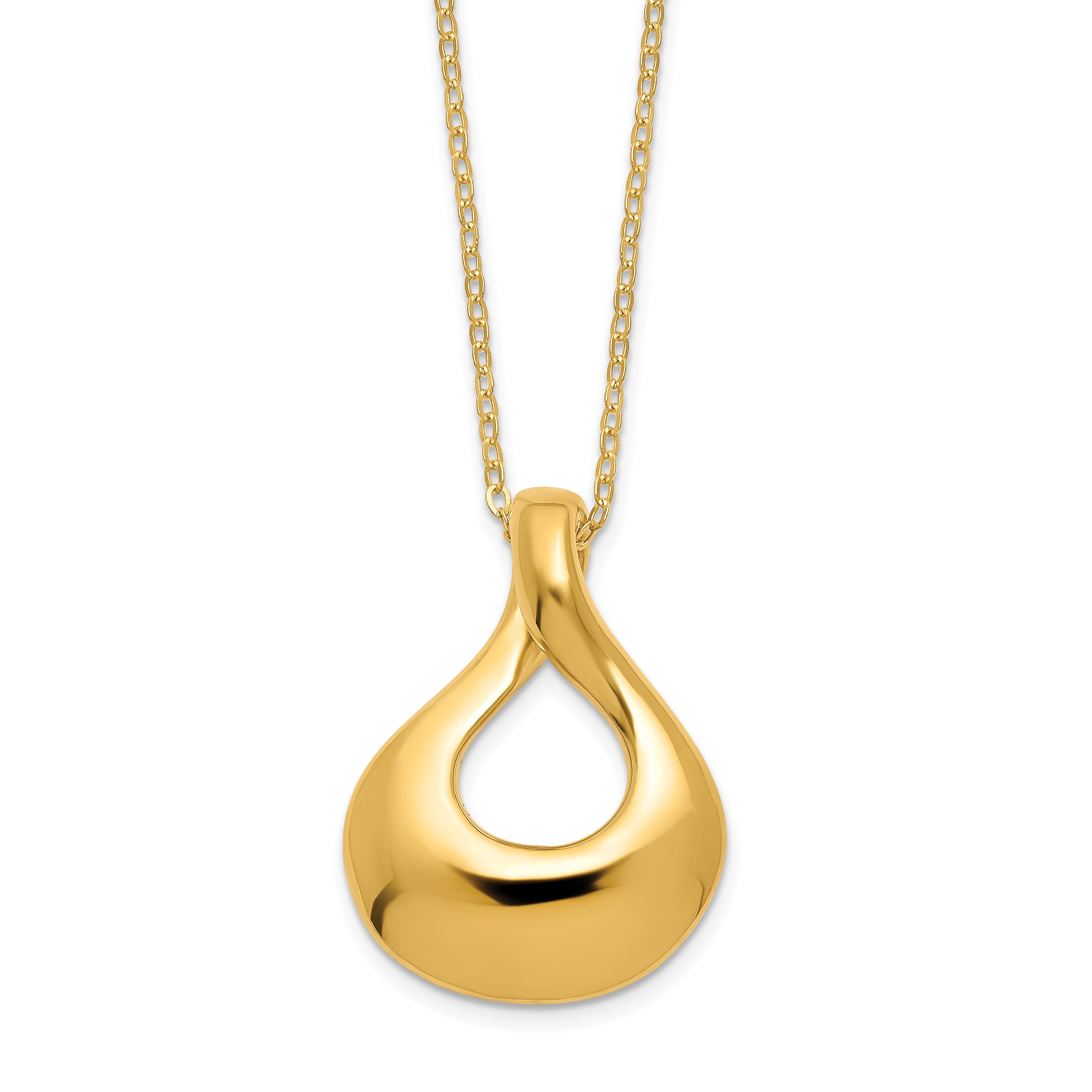 14K Polished Tear Drop Necklace