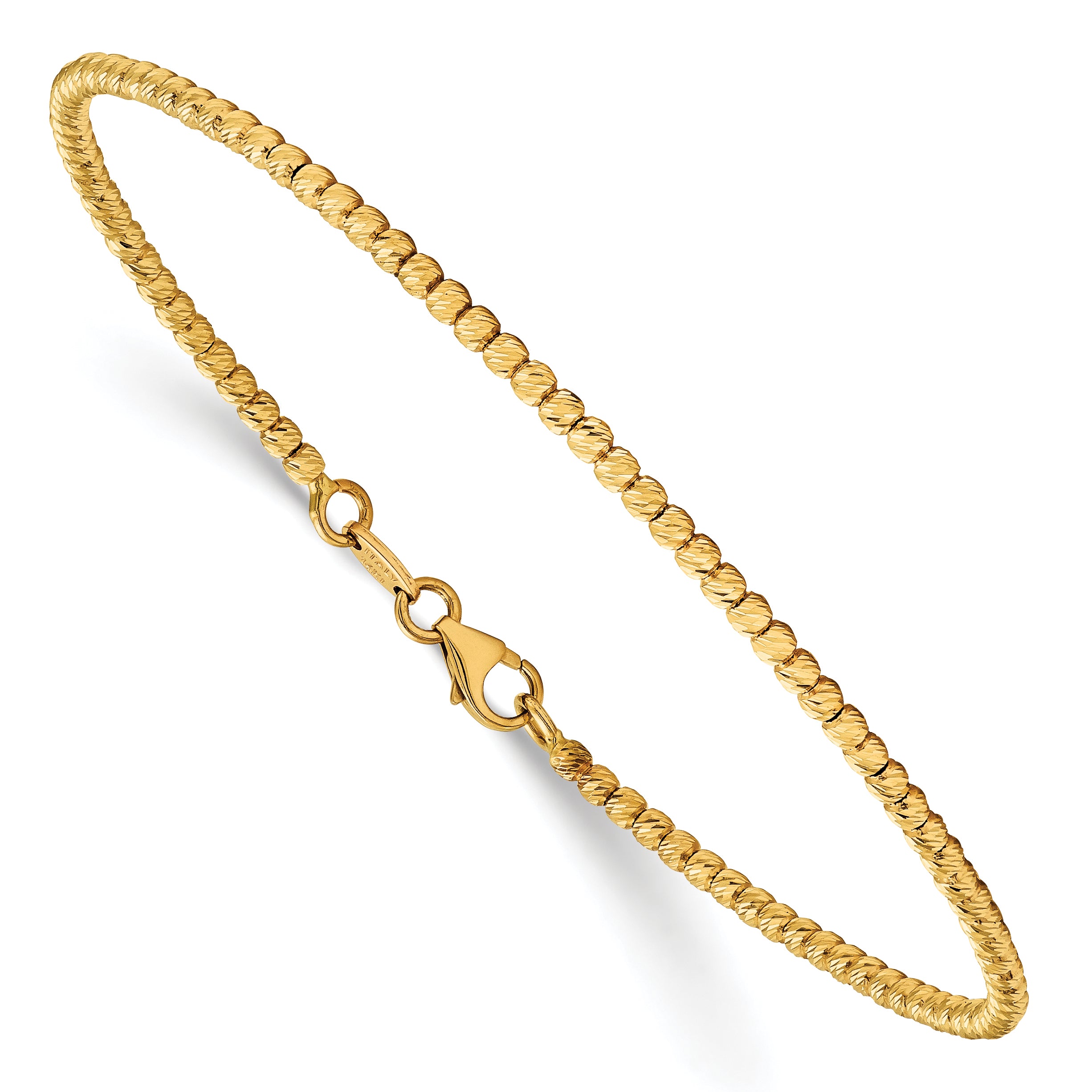 14K Polished D/C Beaded Bracelet Secondary image