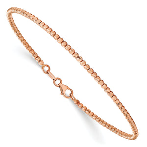 14K Rose Gold Polished D/C Beaded Bracelet