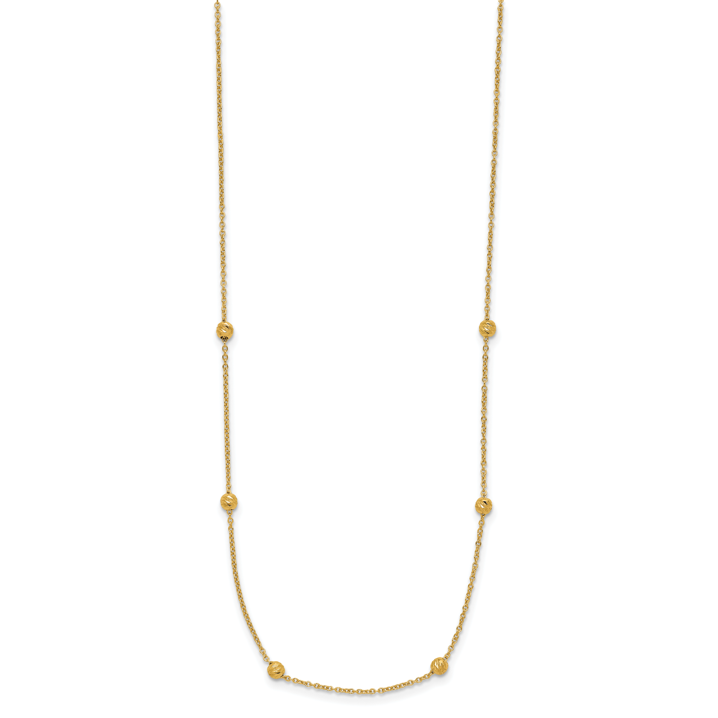 14K Polished D/C Beaded 17in with 2in ext. Necklace Secondary image