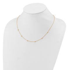 14K Polished D/C Beaded 17in with 2in ext. Necklace