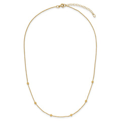 14K Polished D/C Beaded 17in with 2in ext. Necklace