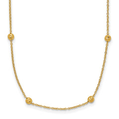 14K Polished D/C Beaded 17in with 2in ext. Necklace