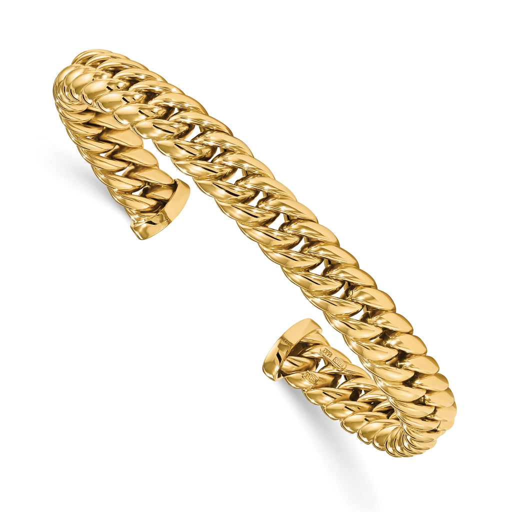 14K Polished Fancy Link Cuff Bangle