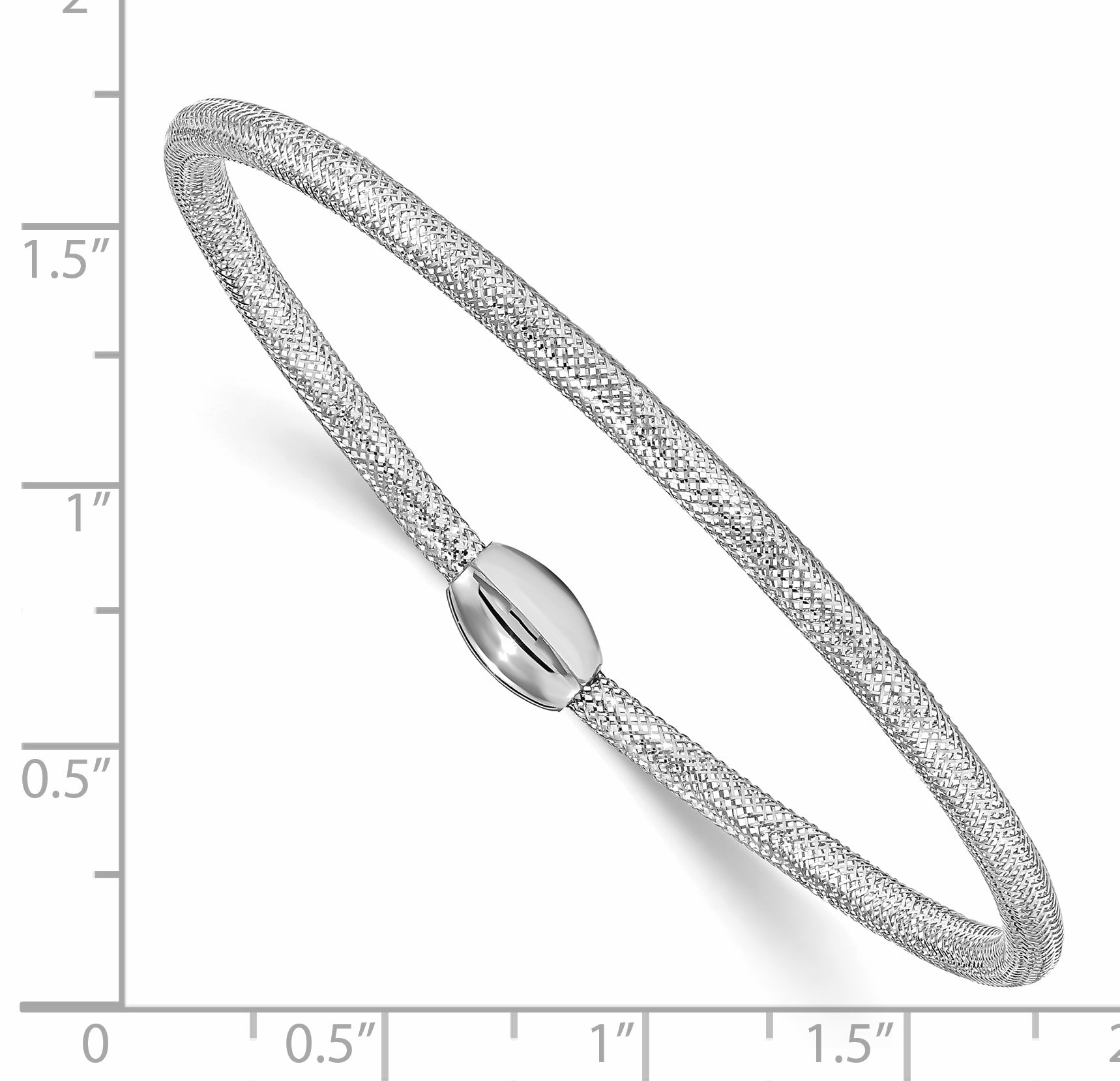 14K w/White RH-plating Polished Mesh Stretch Bracelet Secondary image