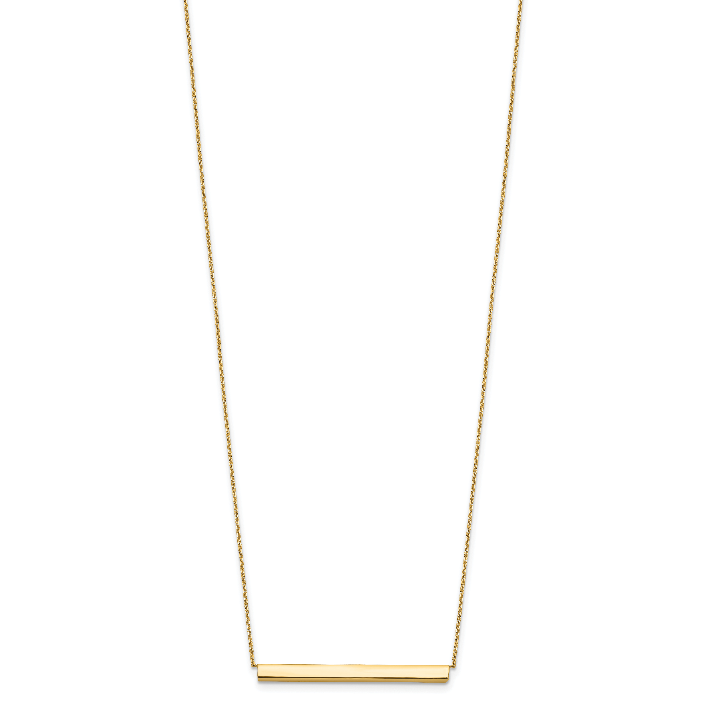 14K Polished with 1in ext. Bar Necklace