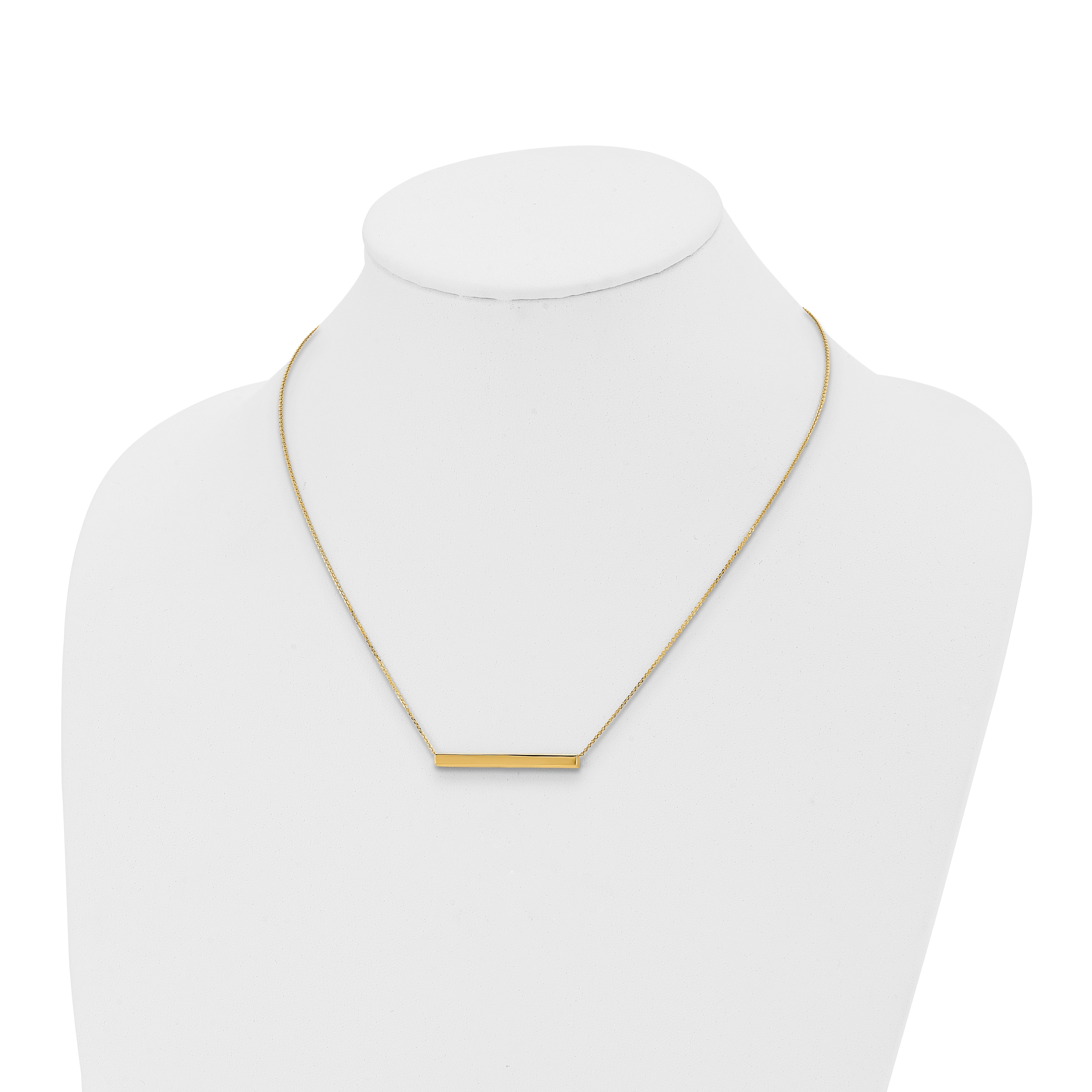 14K Polished with 1in ext. Bar Necklace