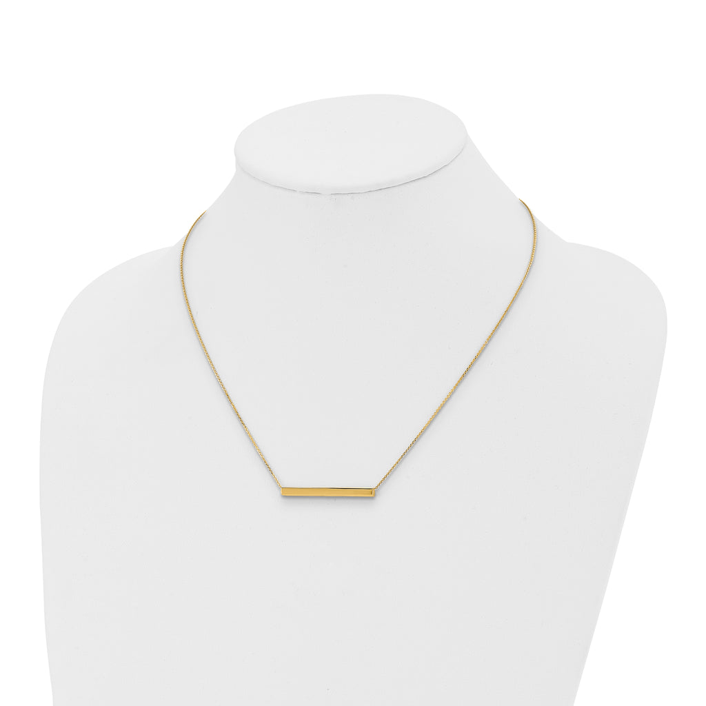 14K Polished with 1in ext. Bar Necklace