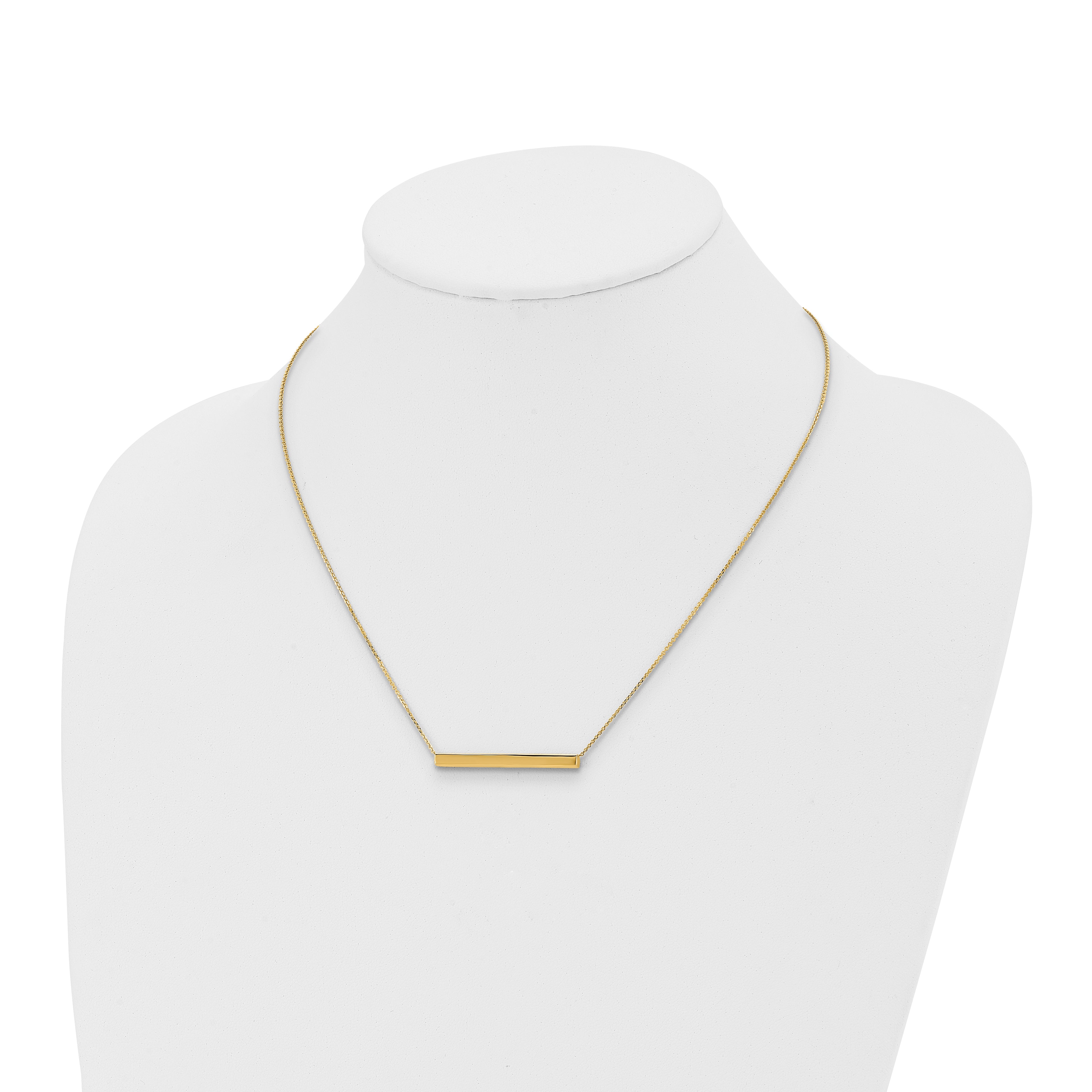 14K Polished with 1in ext. Bar Necklace