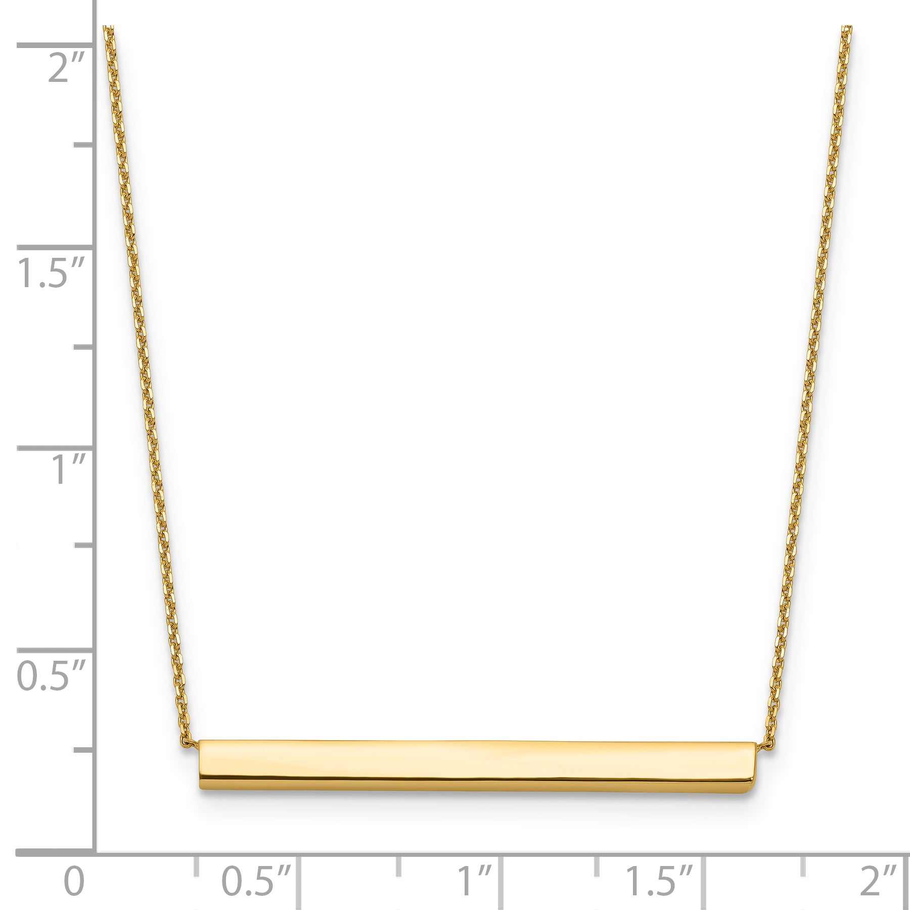 14K Polished with 1in ext. Bar Necklace