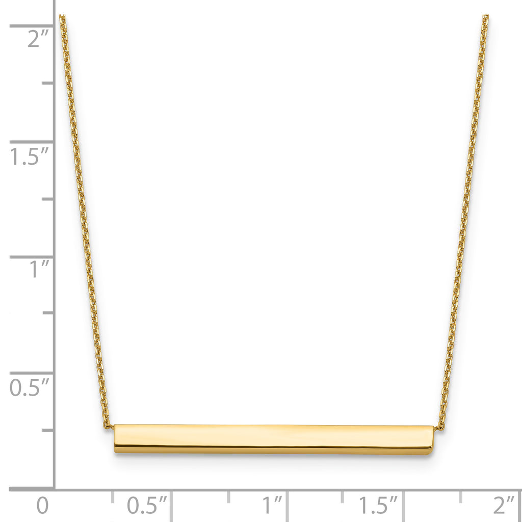 14K Polished with 1in ext. Bar Necklace