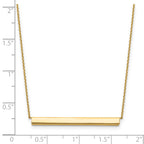 14K Polished with 1in ext. Bar Necklace