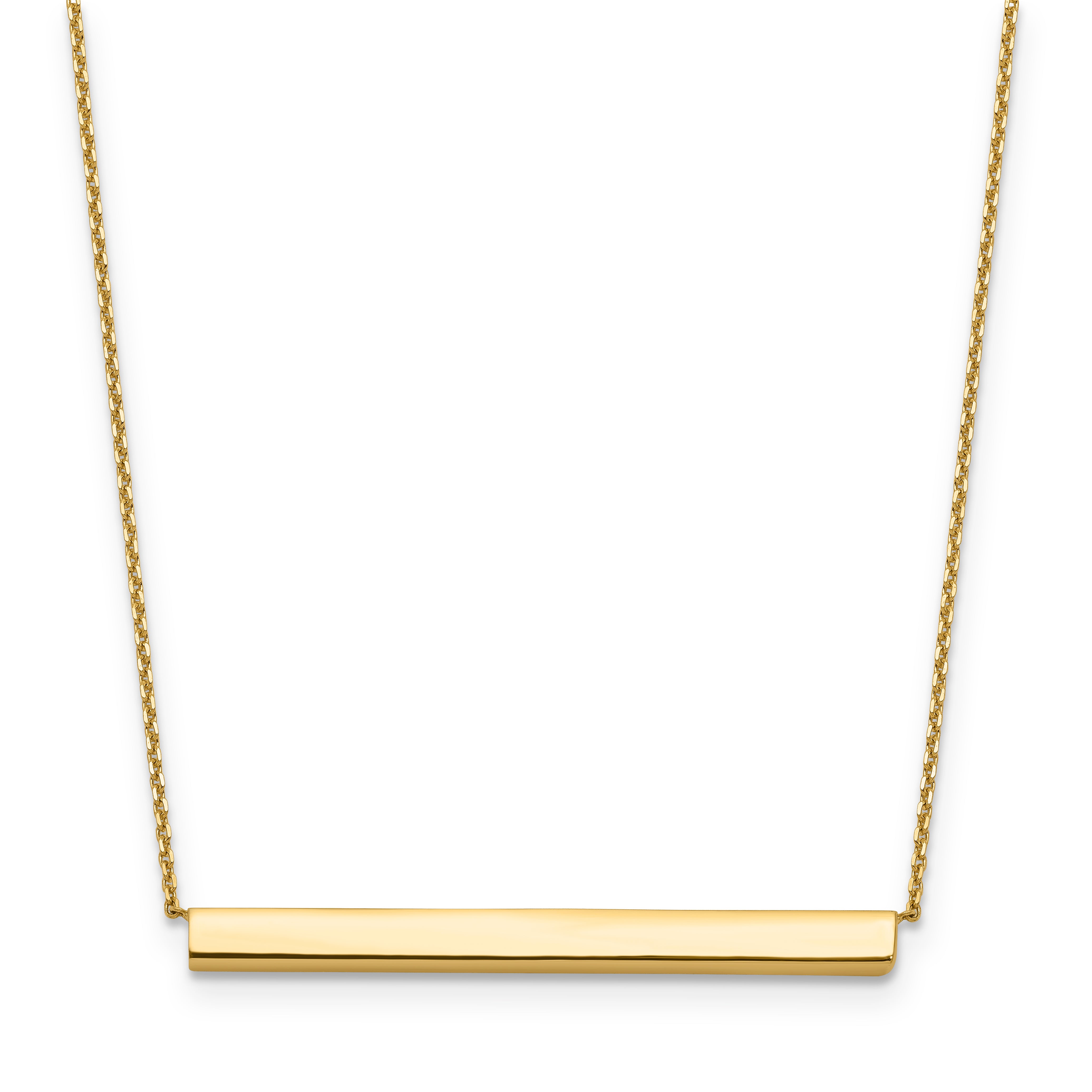 14K Polished with 1in ext. Bar Necklace