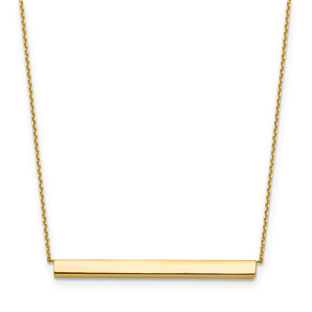 14K Polished with 1in ext. Bar Necklace