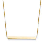 14K Polished with 1in ext. Bar Necklace