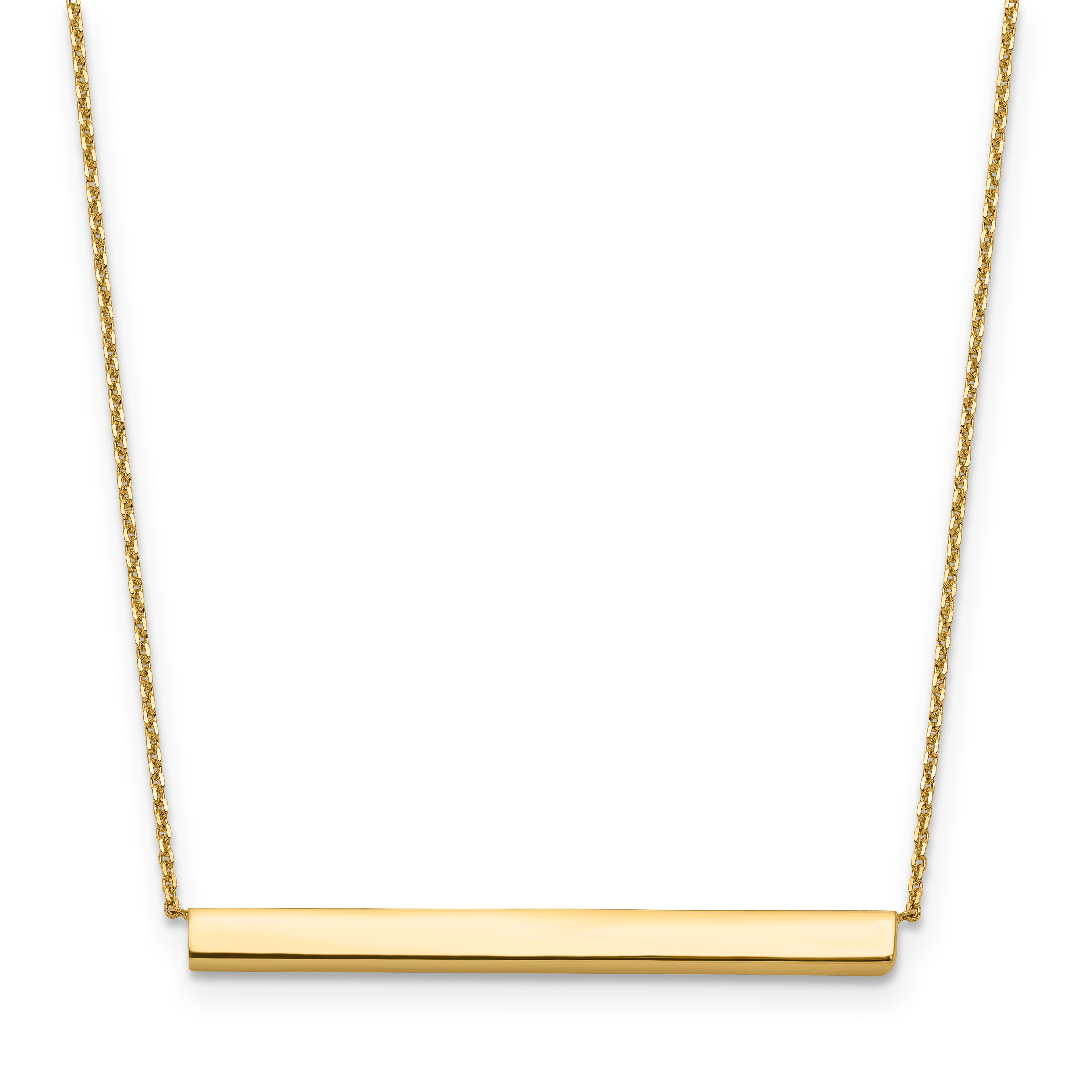 14K Polished with 1in ext. Bar Necklace