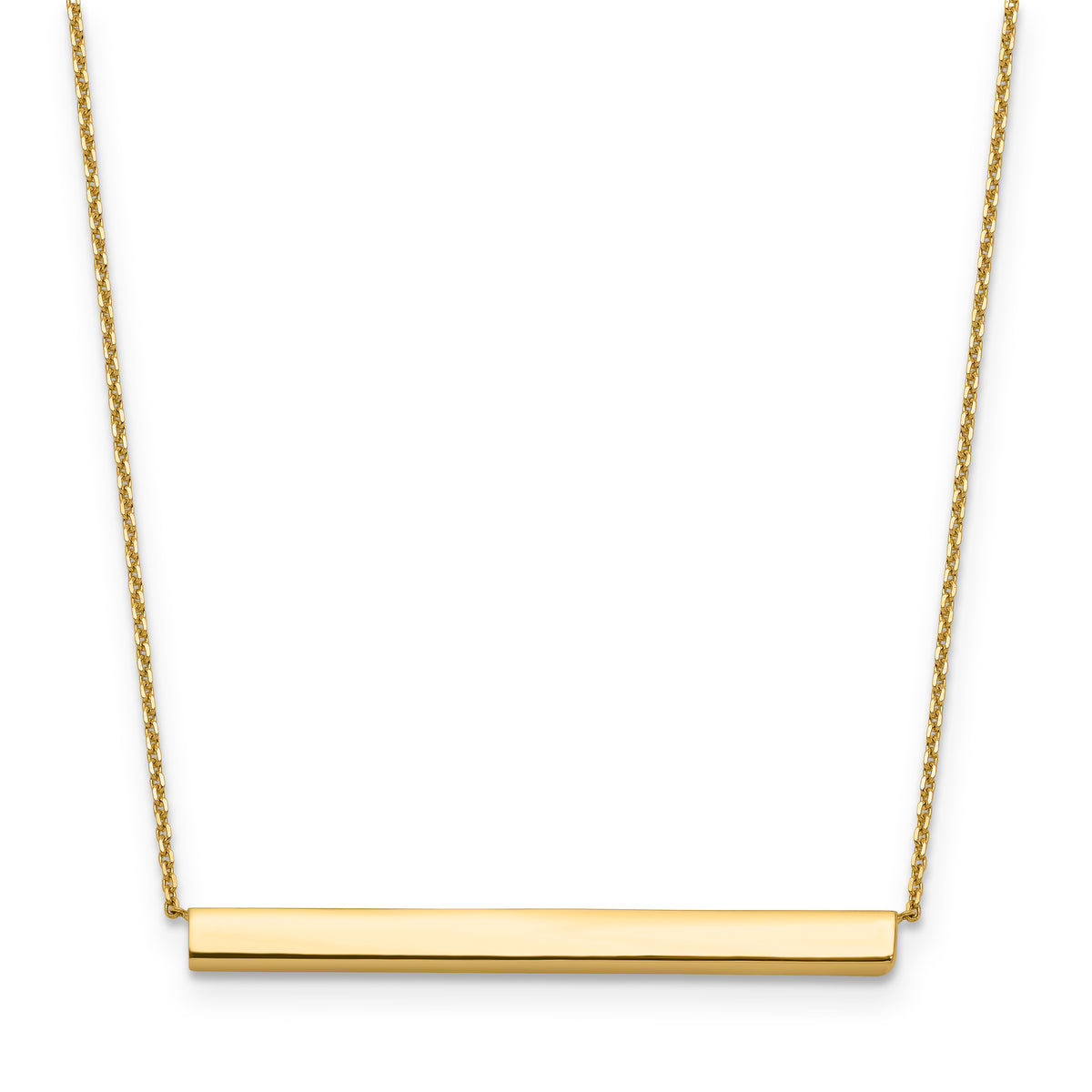 14K Polished with 1in ext. Bar Necklace