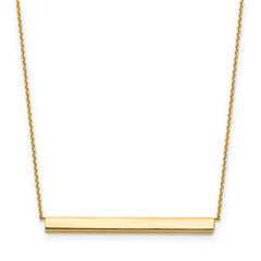 14K Polished with 1in ext. Bar Necklace