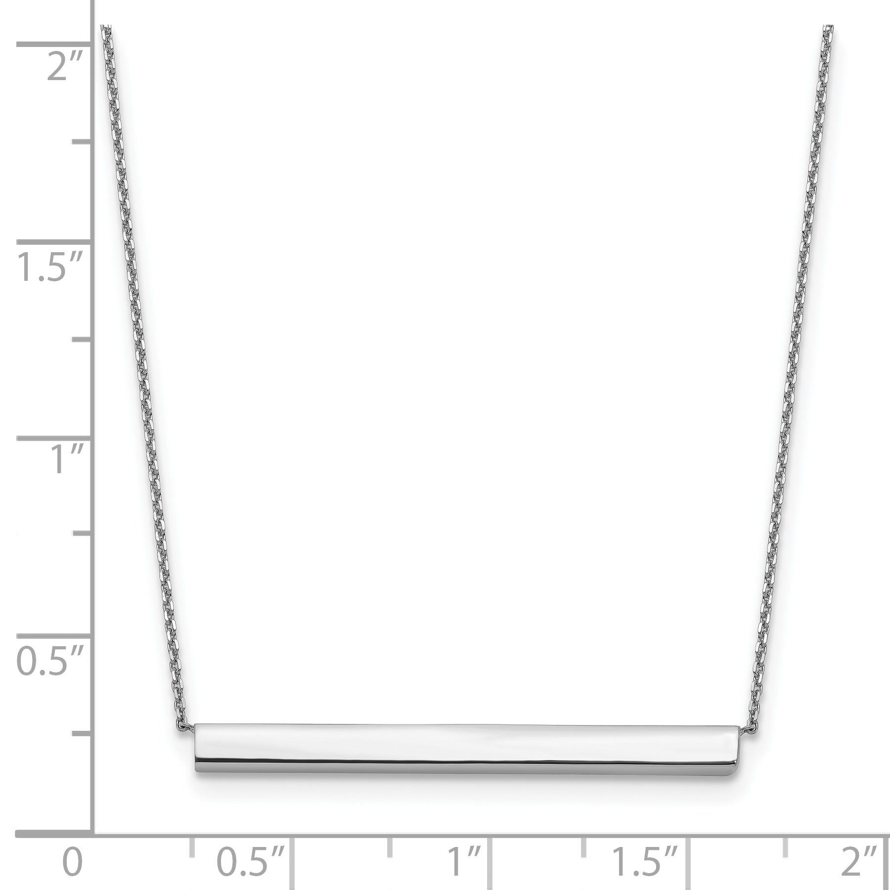 14K White Gold Polished with 1in ext. Bar Necklace