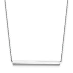 14K White Gold Polished with 1in ext. Bar Necklace