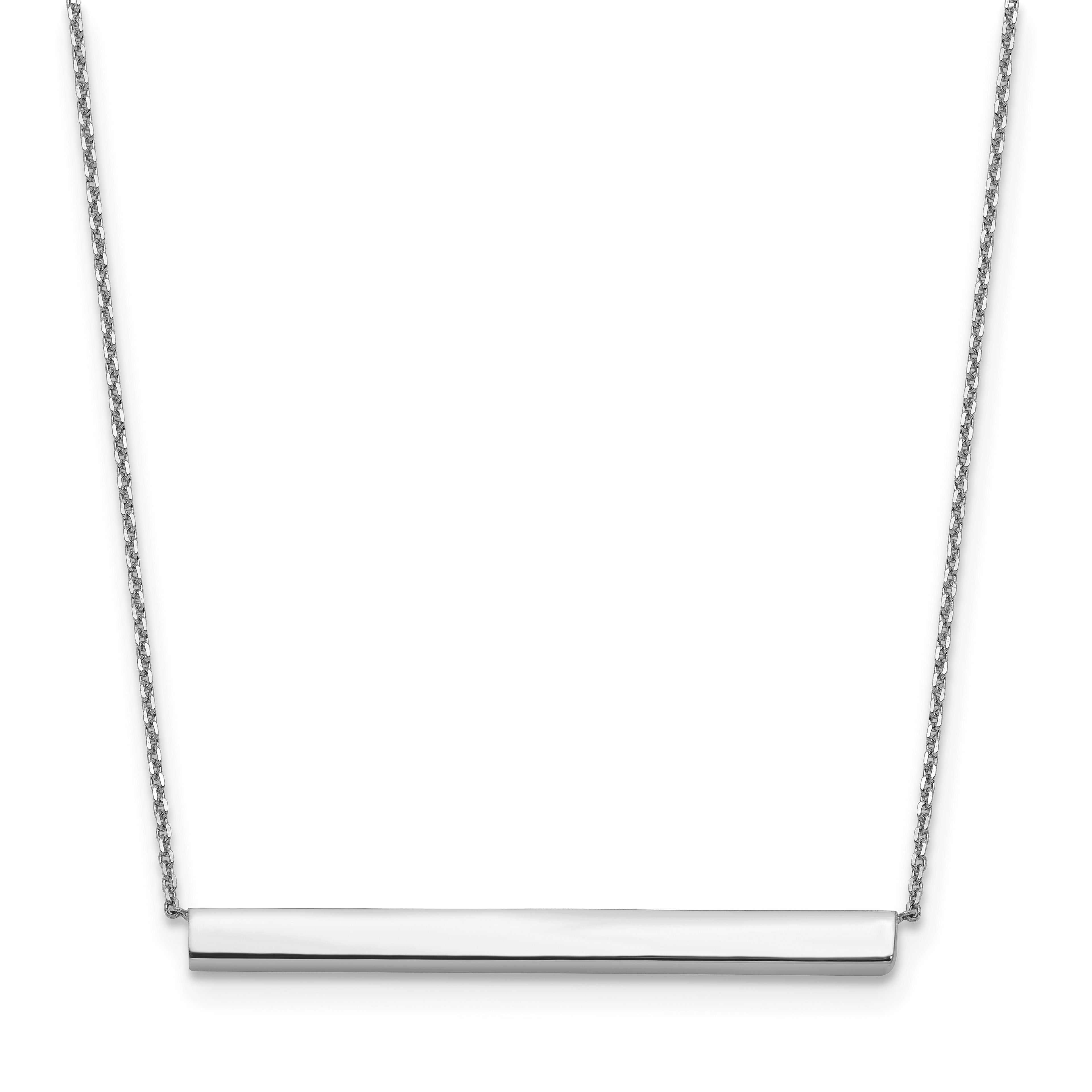 14K White Gold Polished with 1in ext. Bar Necklace