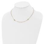 14K Tri-color Sideways Cross Beaded Rosary Style 18 inch Necklace
