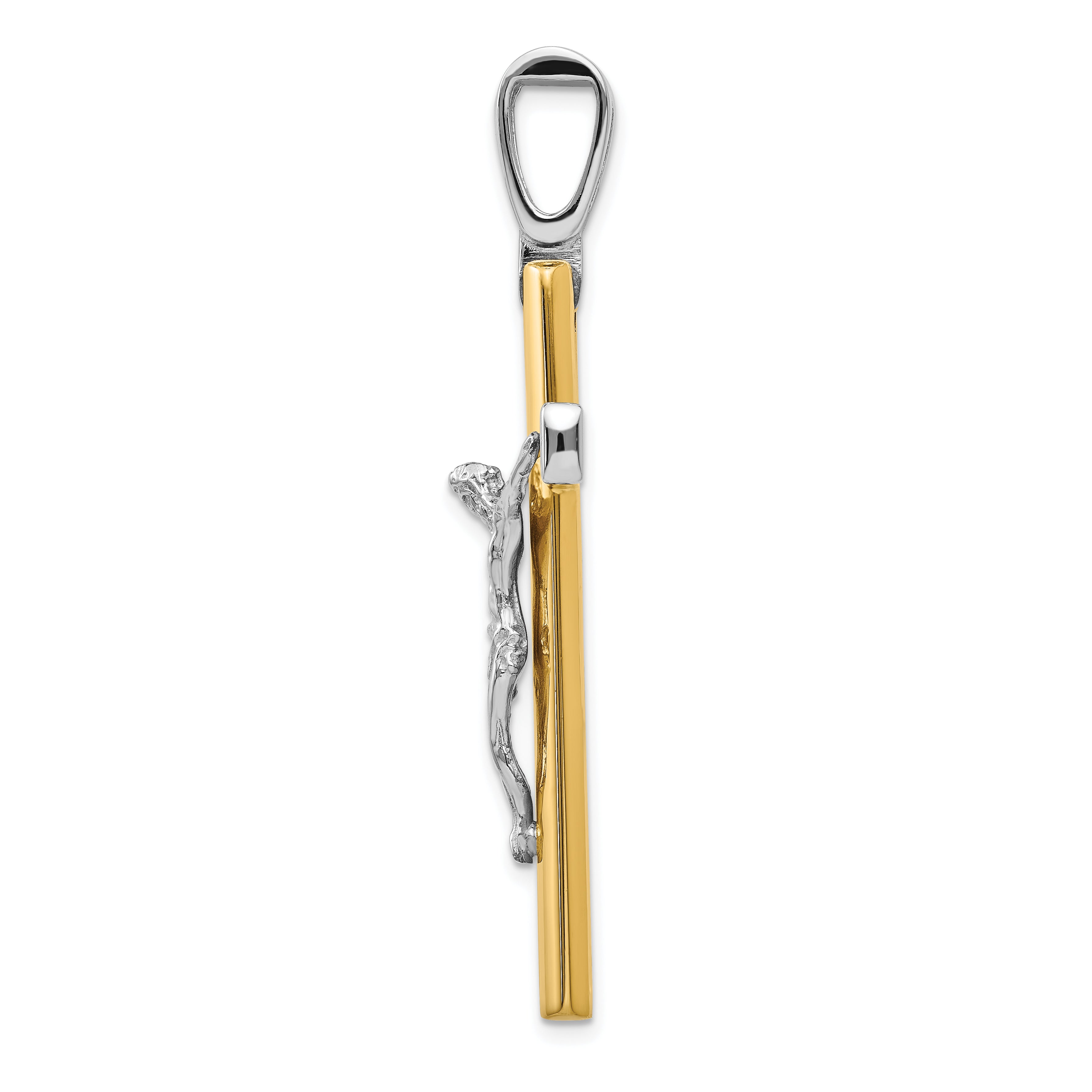 14K Two-tone Polished Crucifix Cross Pendant Secondary image