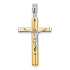 Cross Crucifix Pendant in 14K Two-Tone Gold, 52mm - Sophia Jewelers