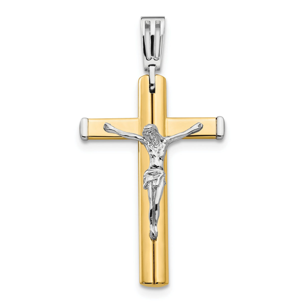 Cross Crucifix Pendant in 14K Two-Tone Gold, 52mm - Sophia Jewelers