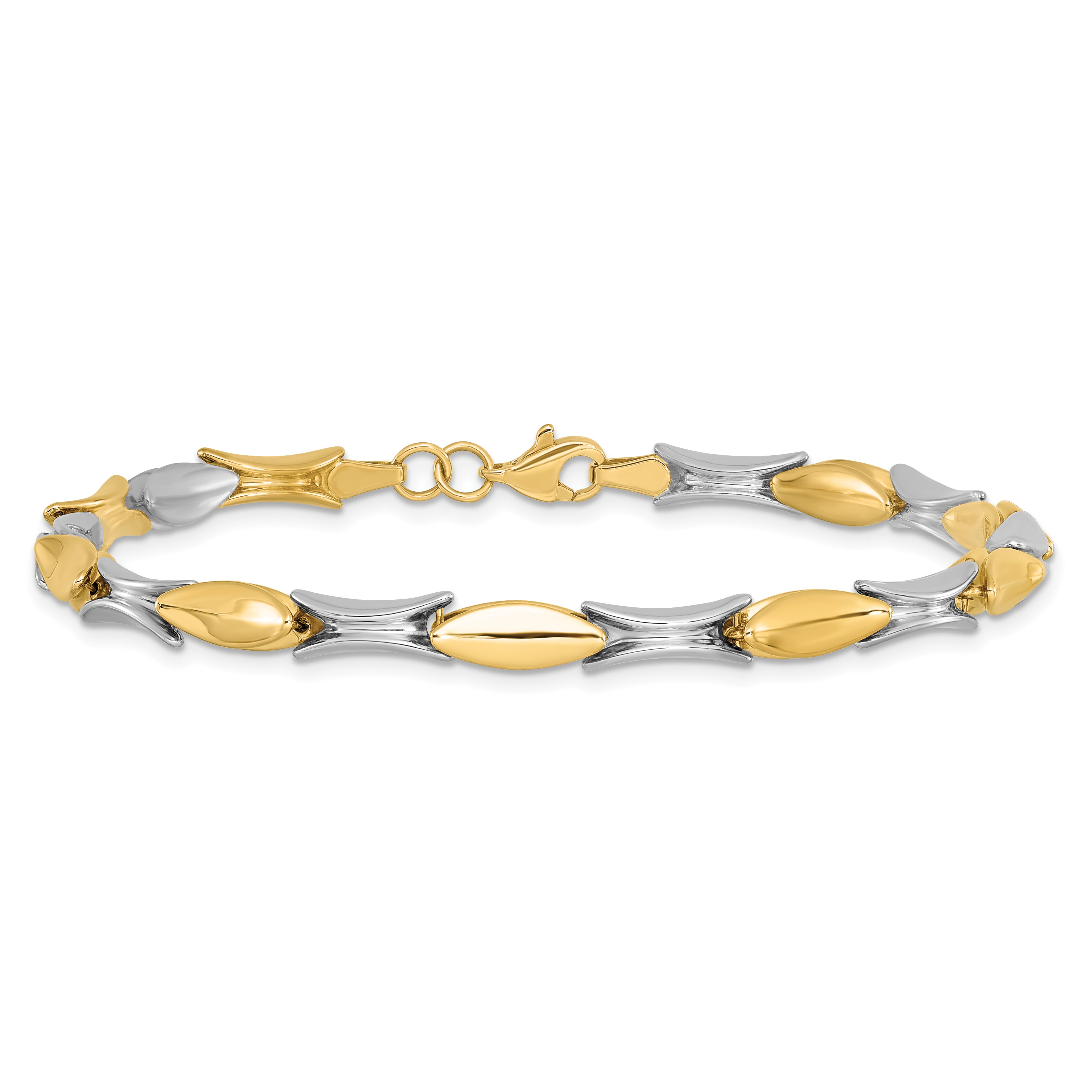 14K Two-tone Polished Fancy Link Bracelet