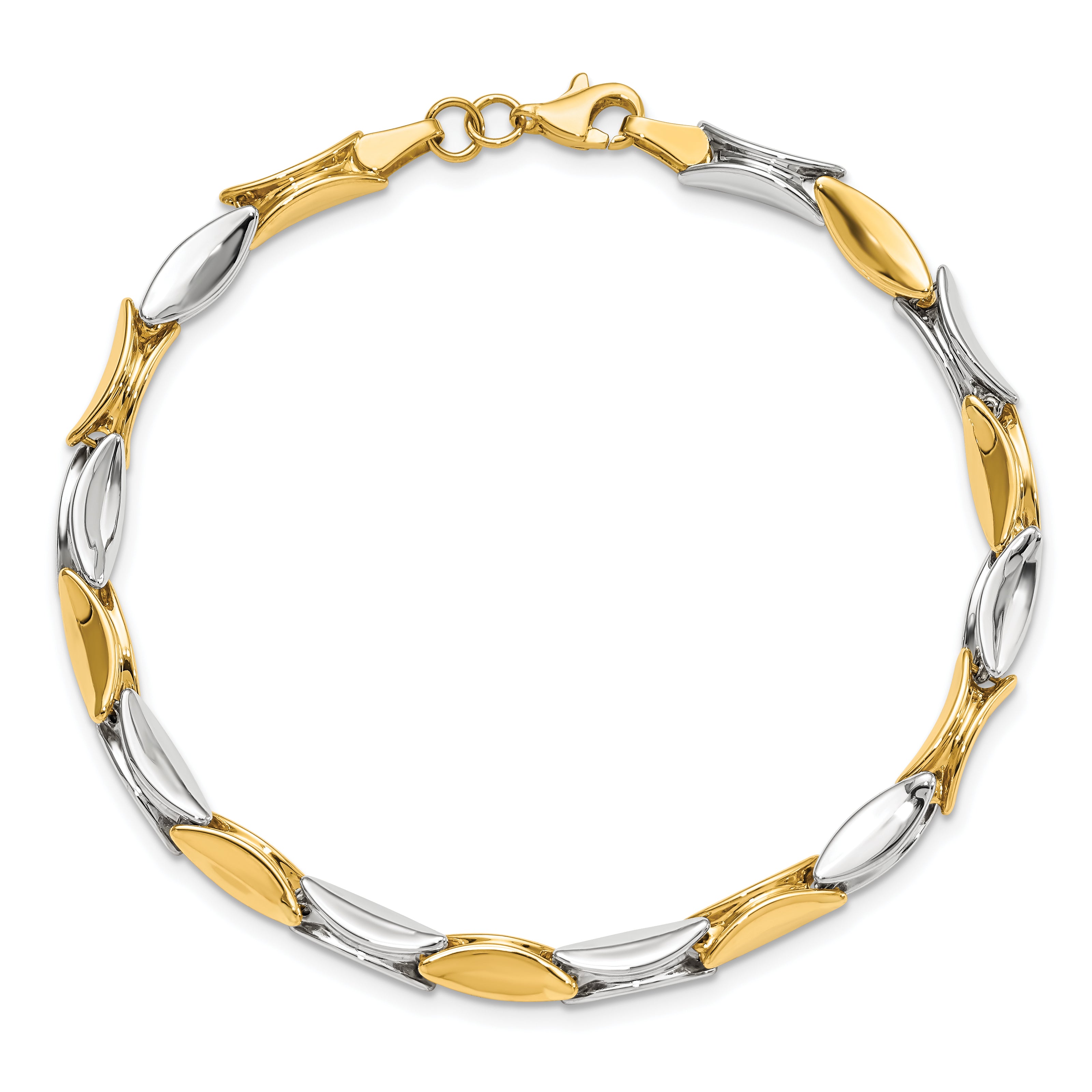 14K Two-tone Polished Fancy Link Bracelet