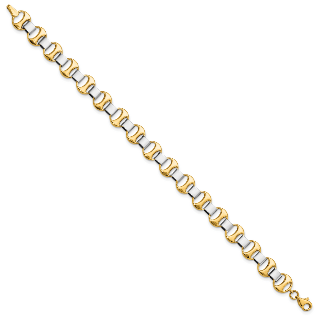 14K Two-tone Polished Fancy Link Bracelet