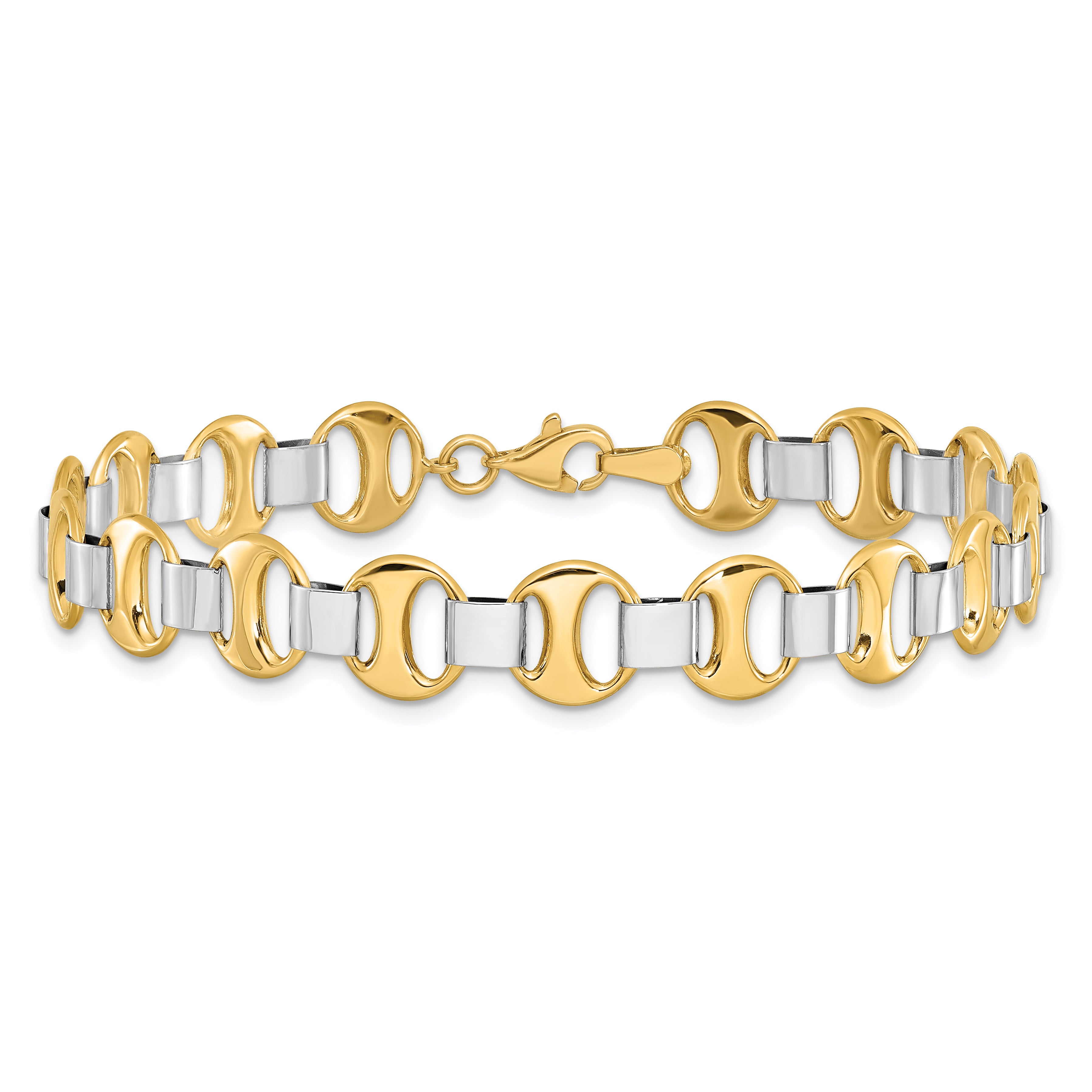 14K Two-tone Polished Fancy Link Bracelet