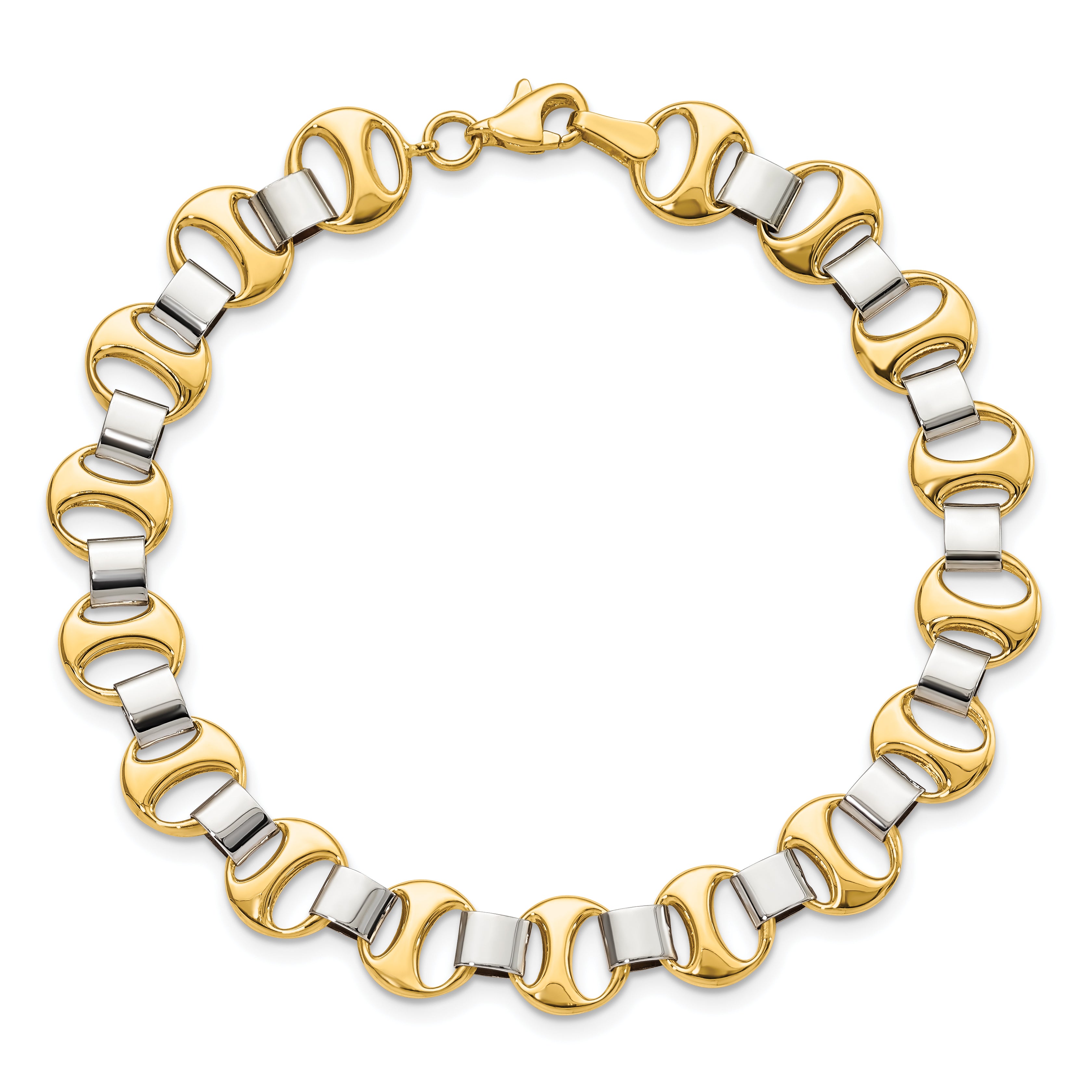14K Two-tone Polished Fancy Link Bracelet