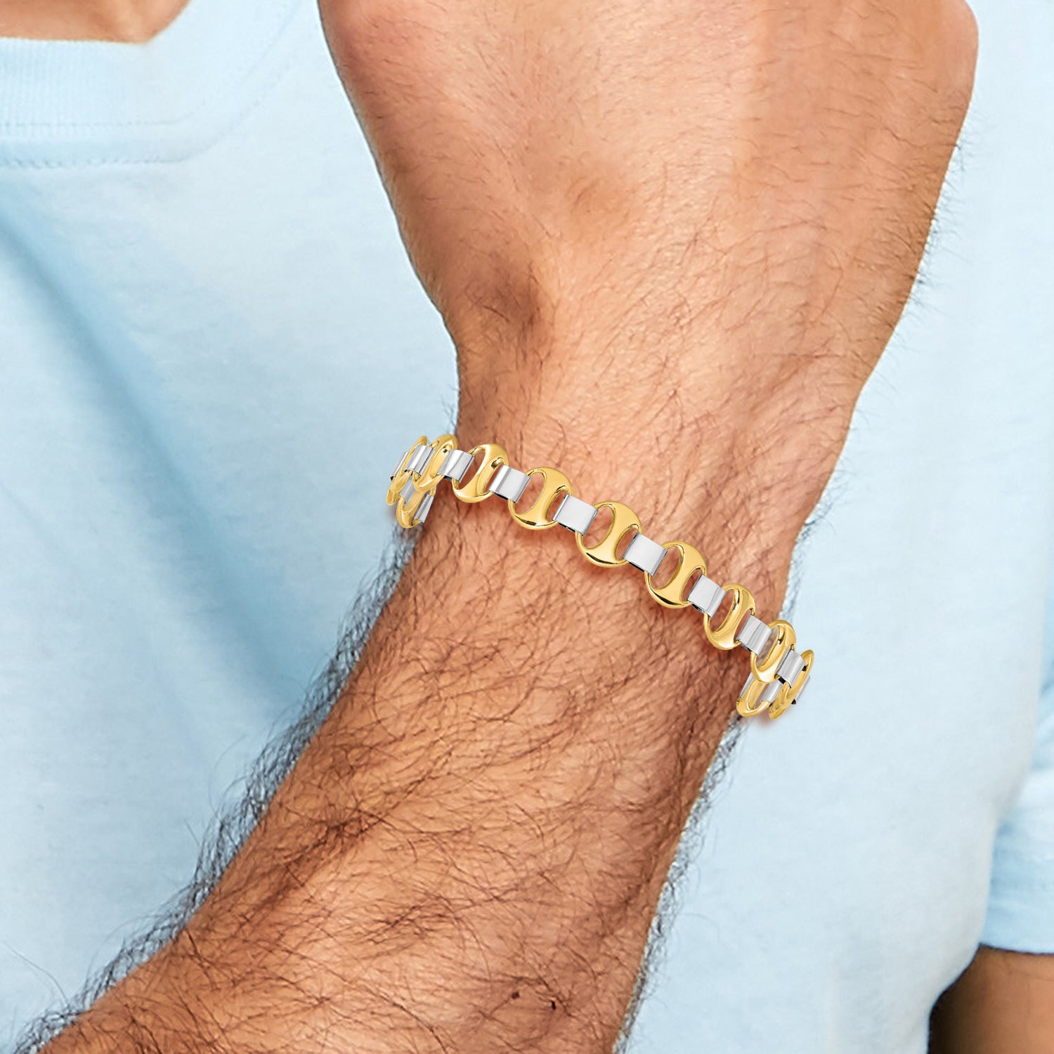 14K Two-tone Polished Fancy Link Bracelet