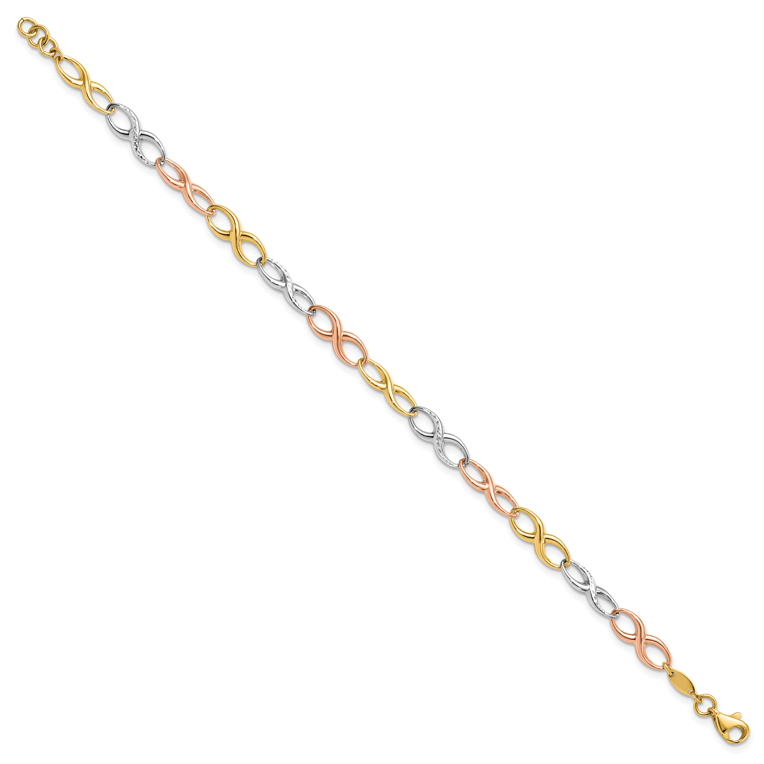 14K Tri-color Infinity Symbol Link Bracelet Secondary image