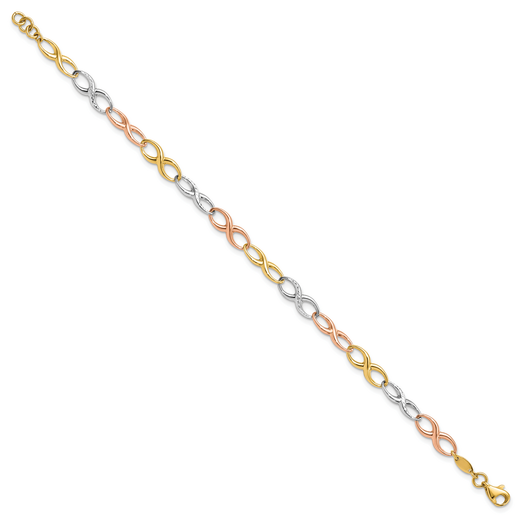 14K Tri-color Infinity Symbol Link Bracelet