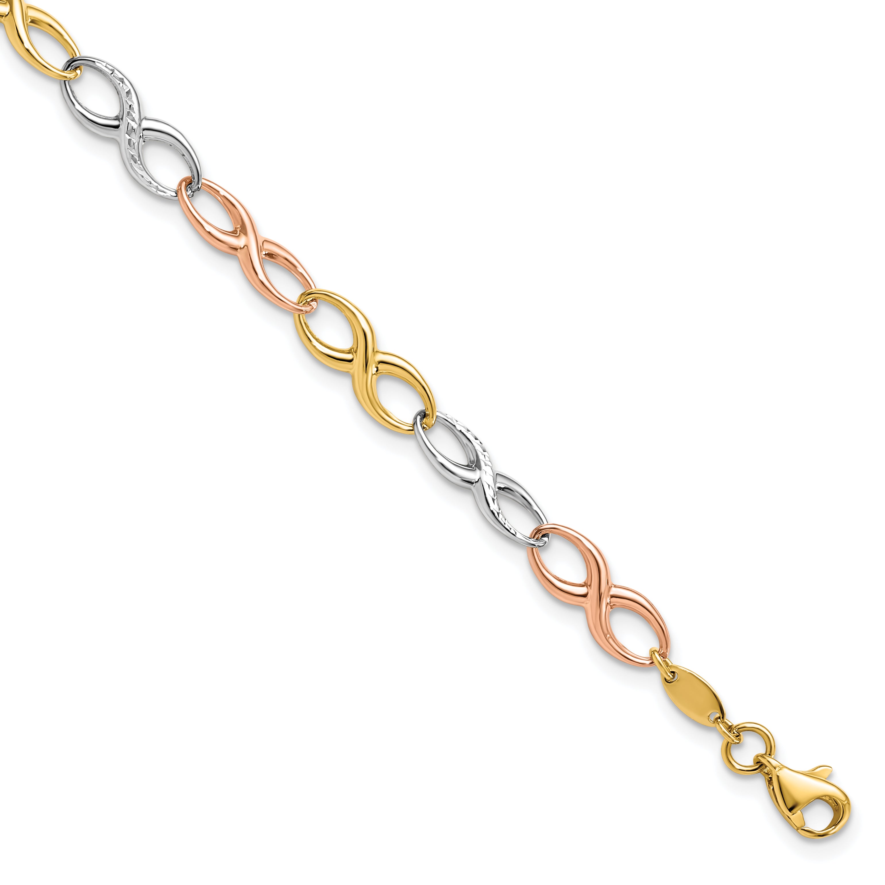14K Tri-color Infinity Symbol Link Bracelet Main image