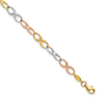 14K Tri-color Infinity Symbol Link Bracelet