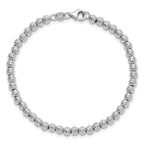 14K White Gold Polished and Diamond-cut Beaded Bracelet