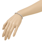 14K White Gold Polished and Diamond-cut Beaded Bracelet