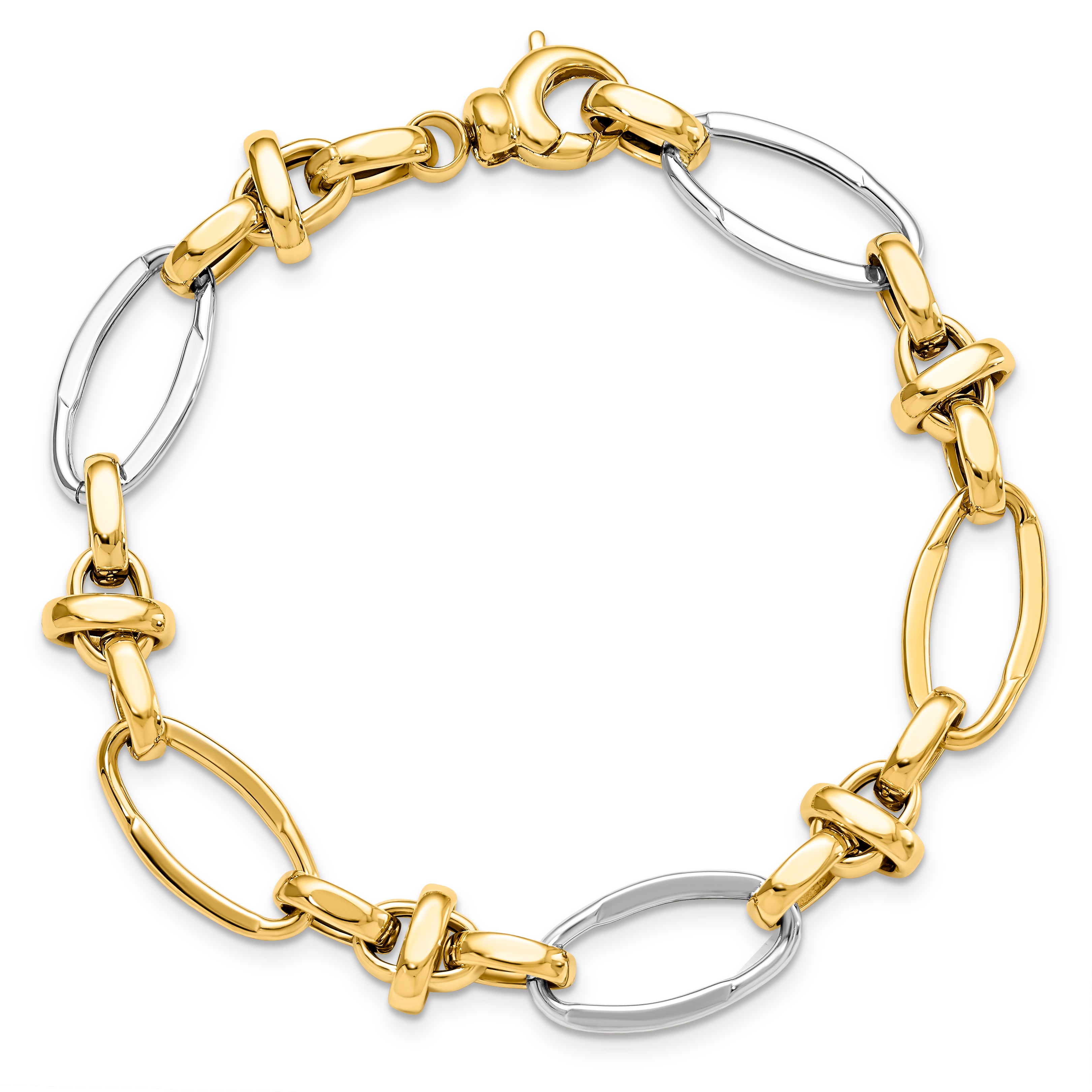 14K Two-tone Polished Fancy Link Bracelet