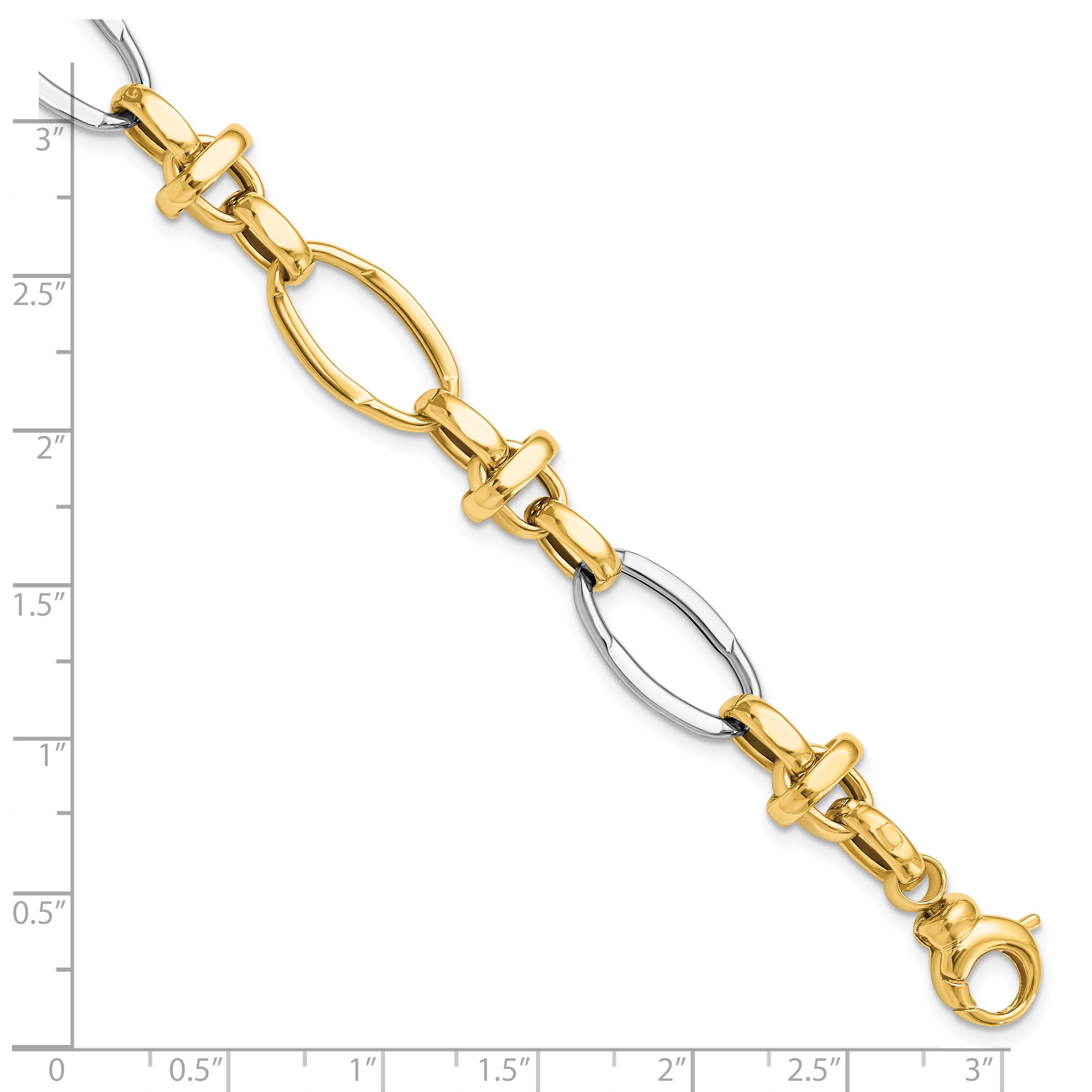 14K Two-tone Polished Fancy Link Bracelet
