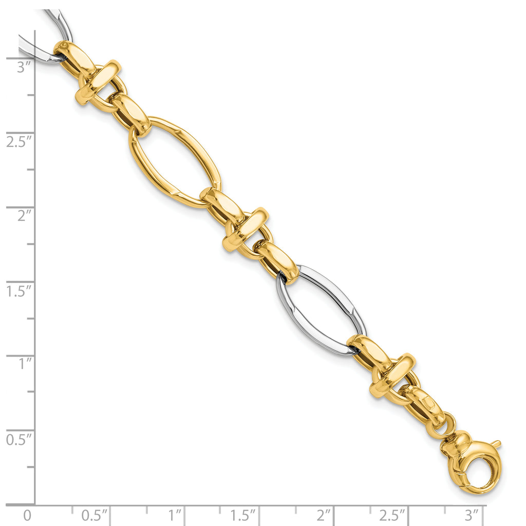14K Two-tone Polished Fancy Link Bracelet