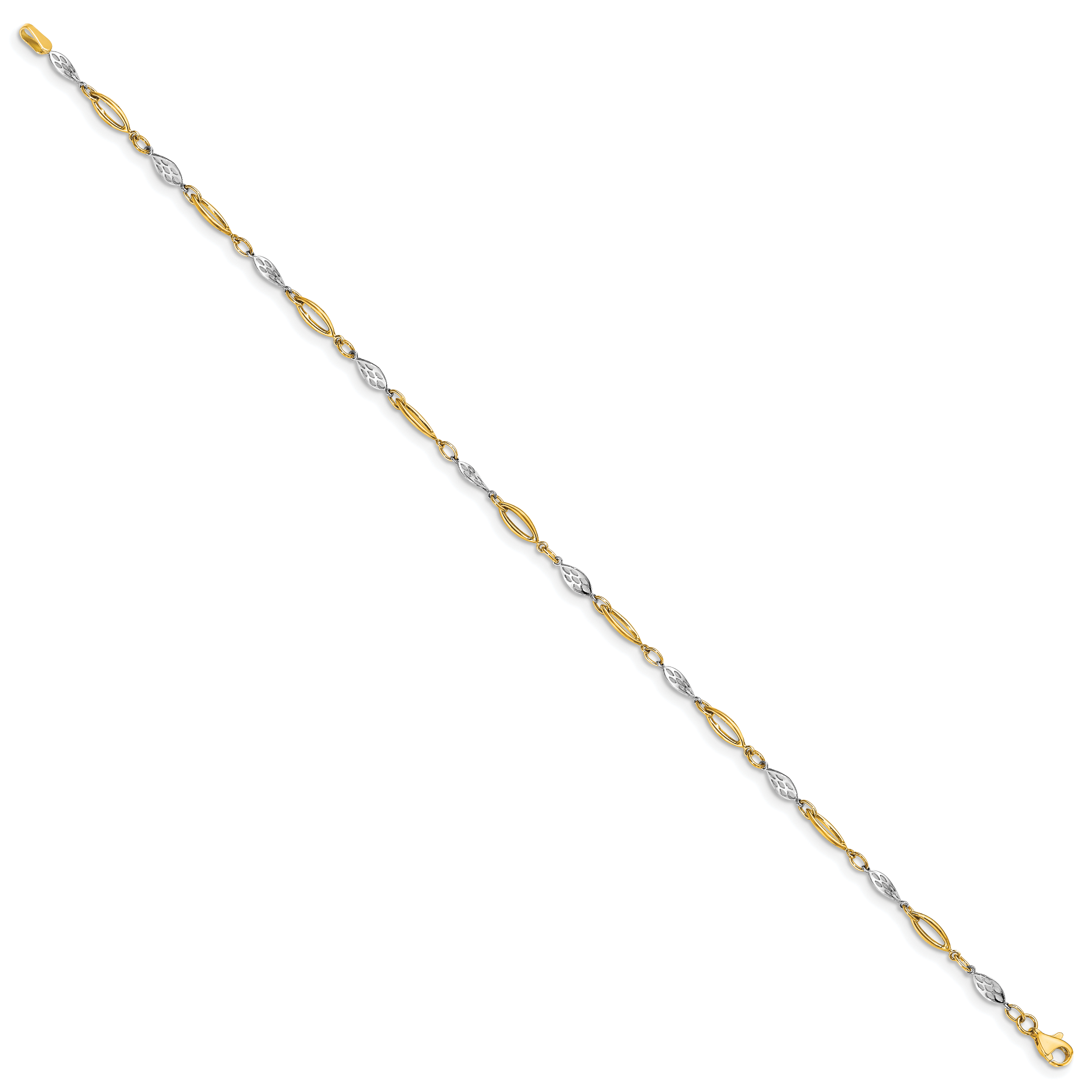 14K Two-tone Polished Fancy Link Anklet Secondary image